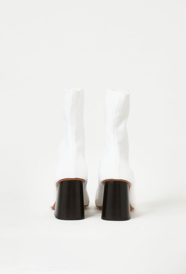 Céline White Ribbed Sock Boots by Phoebe Philo – 2016 - 4