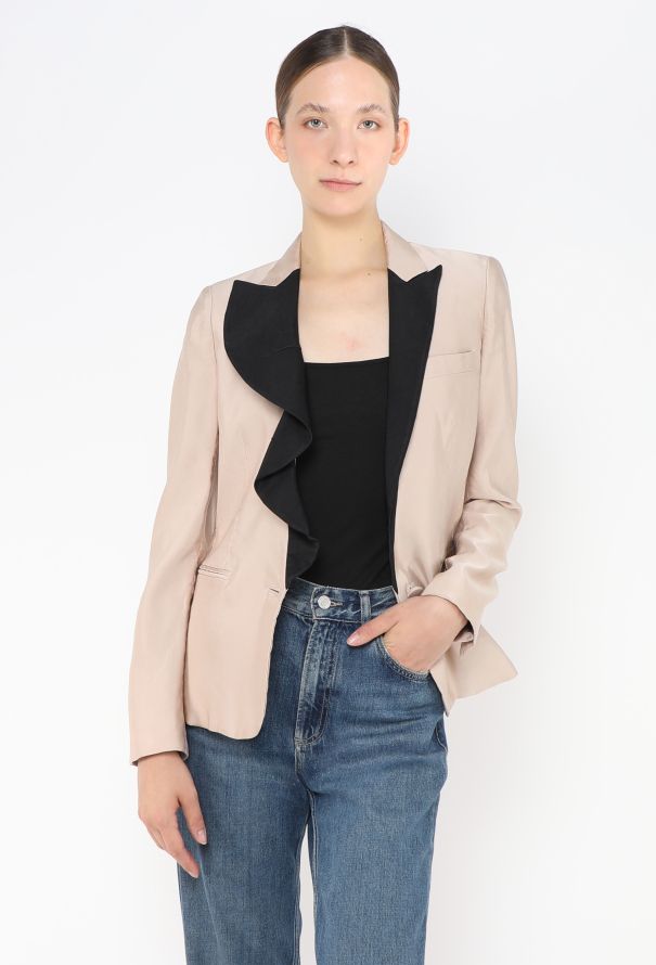 Valentino Ruffled Silk Smoking Blazer - 4