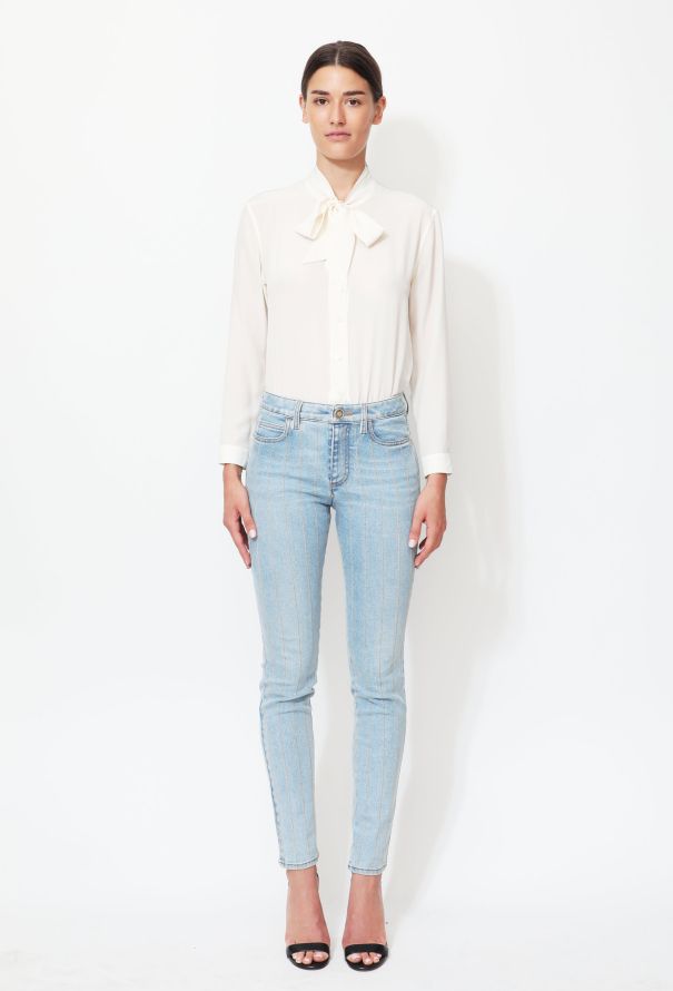 Chanel 2020 Metallic Chainlink Striped Jeans - 2