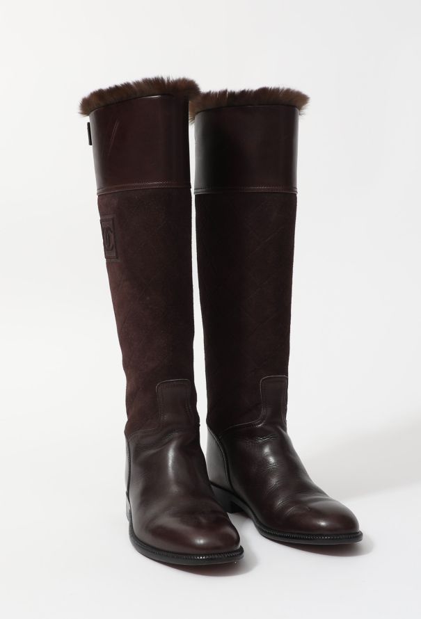 Chanel Fur Trimmed Knee Boots - 4