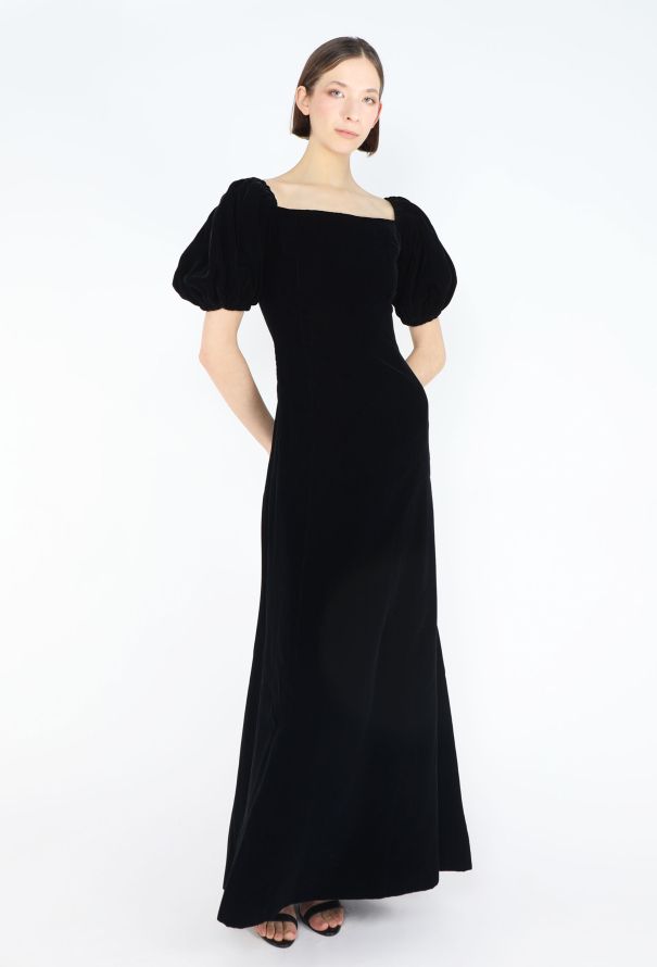 Saint Laurent '70s Bishop-Sleeve Velvet Gown - 3