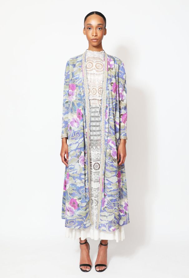 Floral Iridescent Trim Kaftan - 2