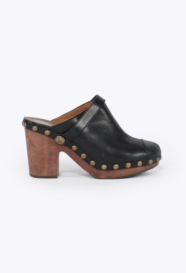 Chanel S/S 2010 Studded Leather Clogs - 1