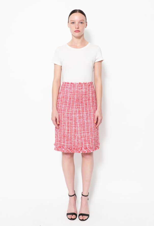 Chanel Spring 2004 Frayed Tweed Skirt - 1