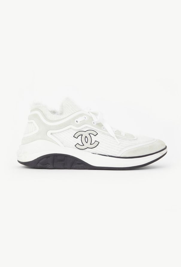 Chanel 2019 Ribbed Mohair 'CC' Sneakers - 1