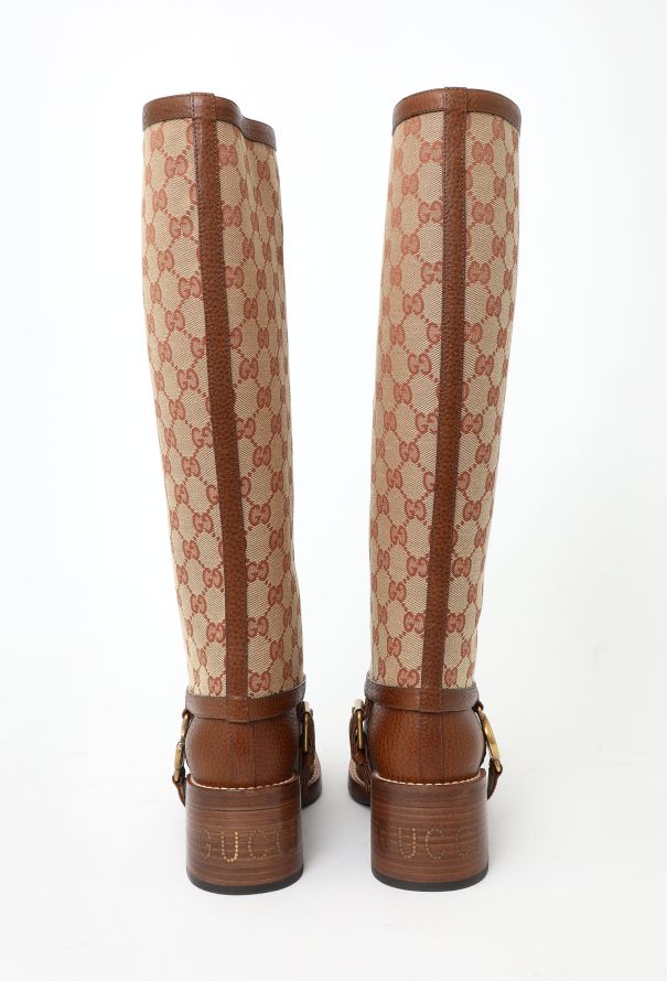Gucci Monogram Leather Lola Boots - 6