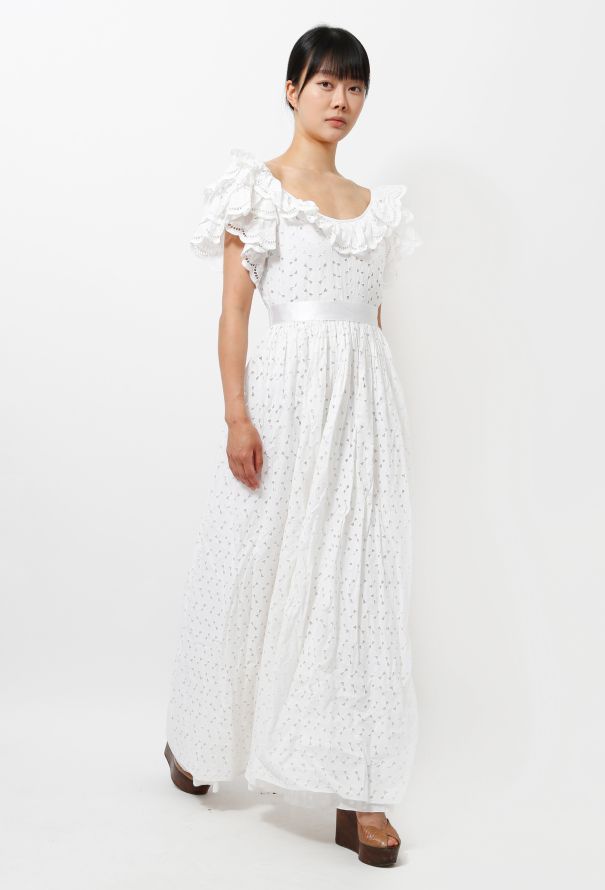 70s Eyelet Lace  Dress - 2