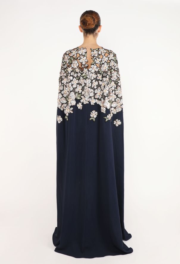 Oscar De La Renta Floral Hand-Embroidered Cape Gown, 2025 - 5