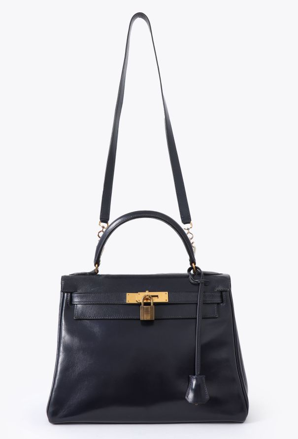 Hermès Kelly 28 Retourné in Navy Box Leather – Late 60s / Early 70s - 2