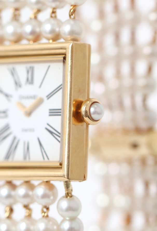 Chanel '80s Mademoiselle 18K Yellow Gold & Pearl Watch - 6