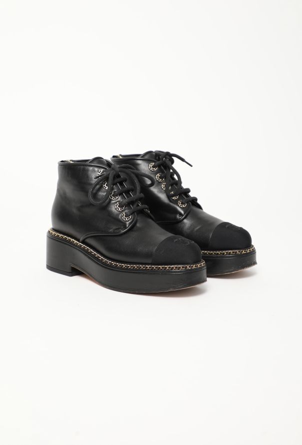 Chanel 2020 Chainlink Leather 'CC' Boots - 3