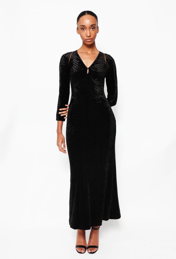 Gianni Versace Vintage Chevron Velvet Gown - 2