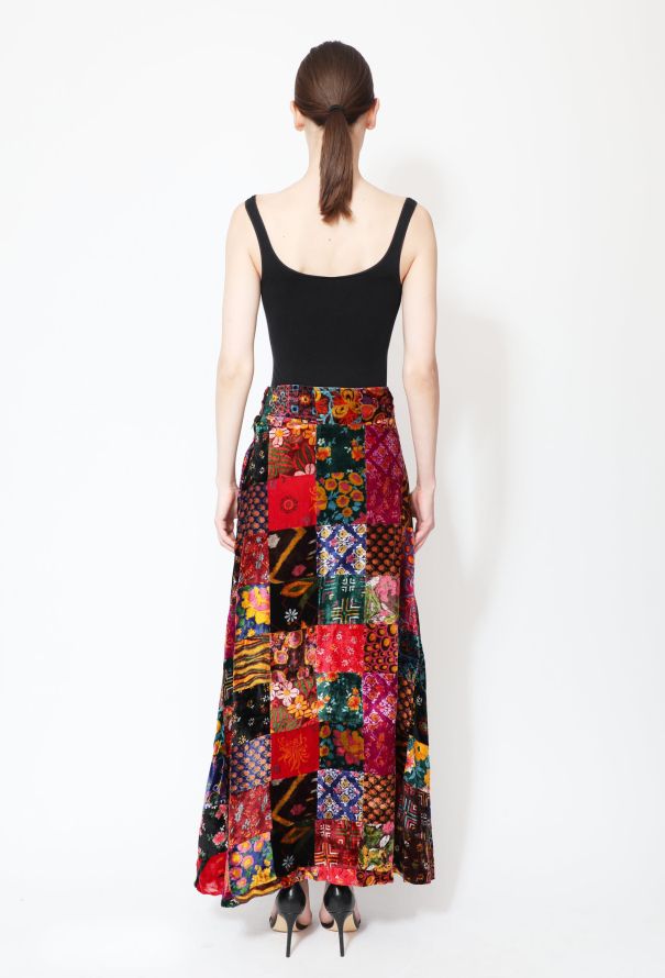 Velvet Patchwork Maxi Skirt - 3