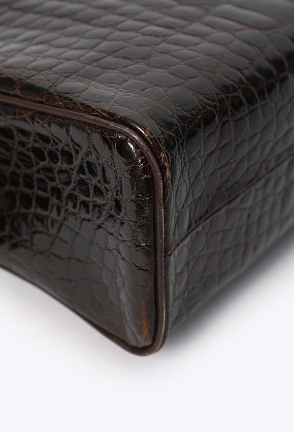 Chanel Vintage Brown Alligator Maxi Camera Bag - 10