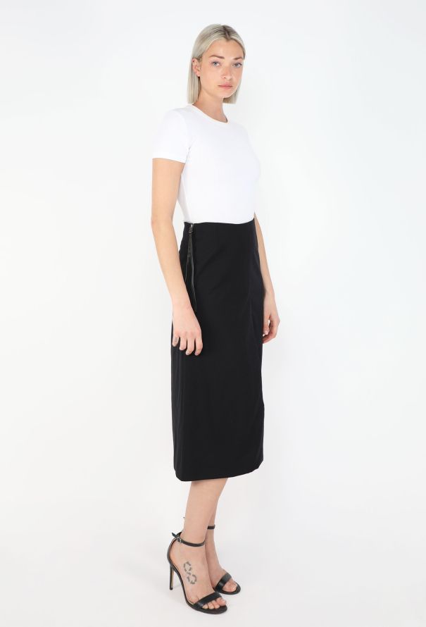 Prada Leather Trim Slit Skirt, F/W 1998 - 5