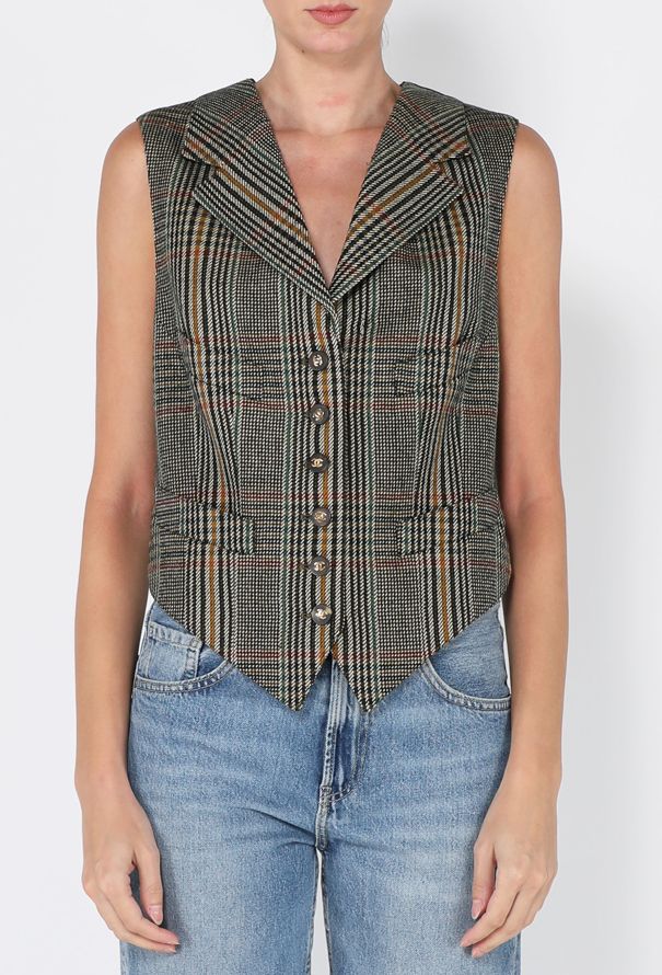 Chanel Plaid Wool & Quilted Suede Vest, 1994 - 1