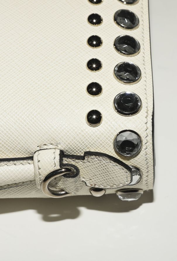Prada Studded Saffiano Sound Satchel Bag - 12