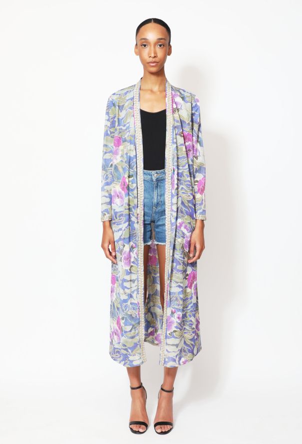 Floral Iridescent Trim Kaftan - 1