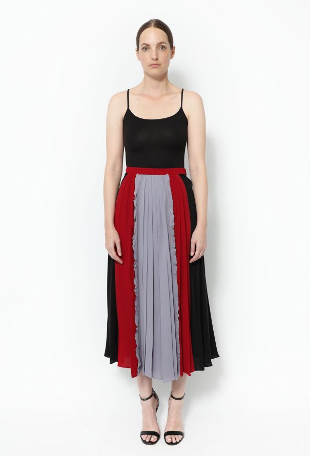 Valentino Pre-Fall 2015 Pleated Silk Skirt Black - 1