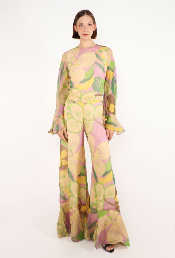 Jean Patou Silk Palazzo Jumpsuit, 1970s - 1