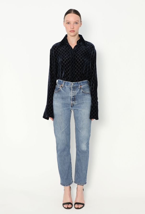 Gucci ICONIC F/W 1997 Velvet Monogram Top - 4