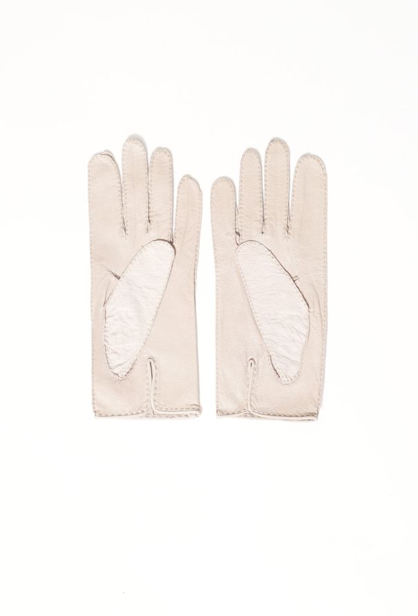 Perforated Lambskin Leather Gloves - 3