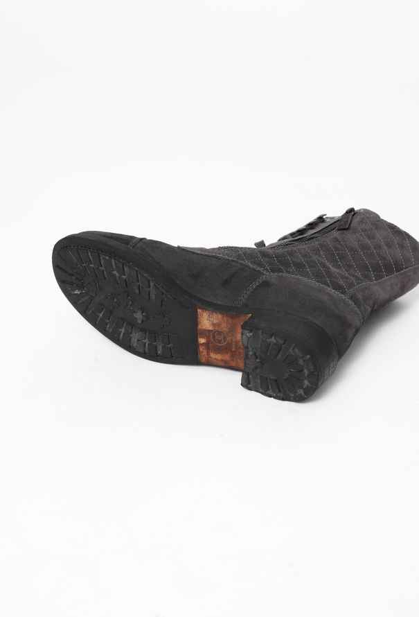 Chanel Suede 'CC' Combat Boots - 6