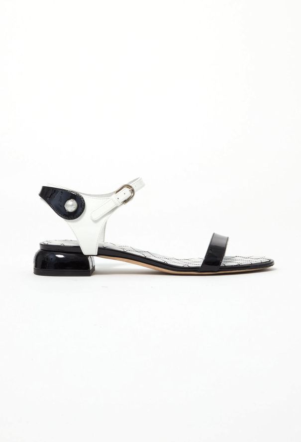 Chanel Bicolor Quilted Patent Sandals - 1