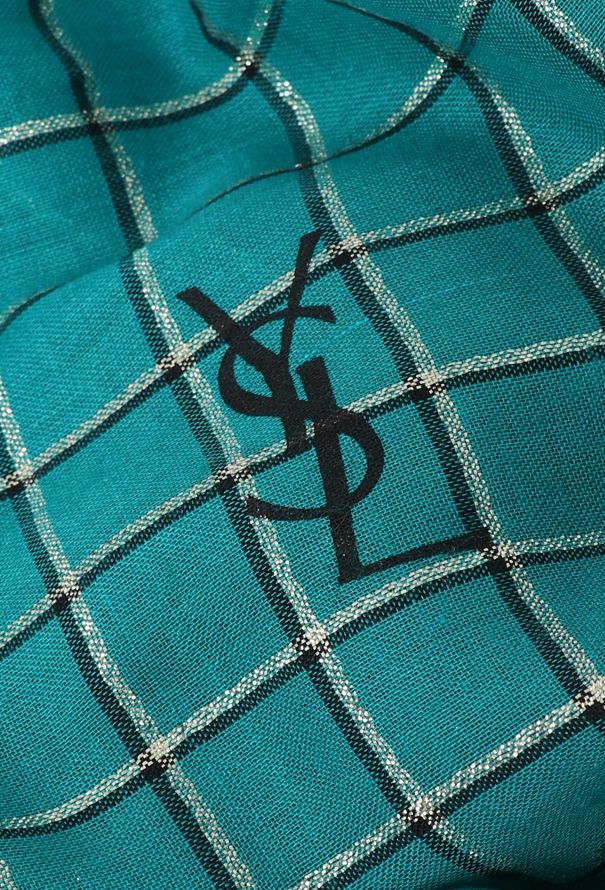 Saint Laurent Vintage Checkered Lamé Scarf - 4