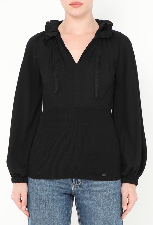 Chanel 2006 Ruffled Trim Cashmere Sweater - 4