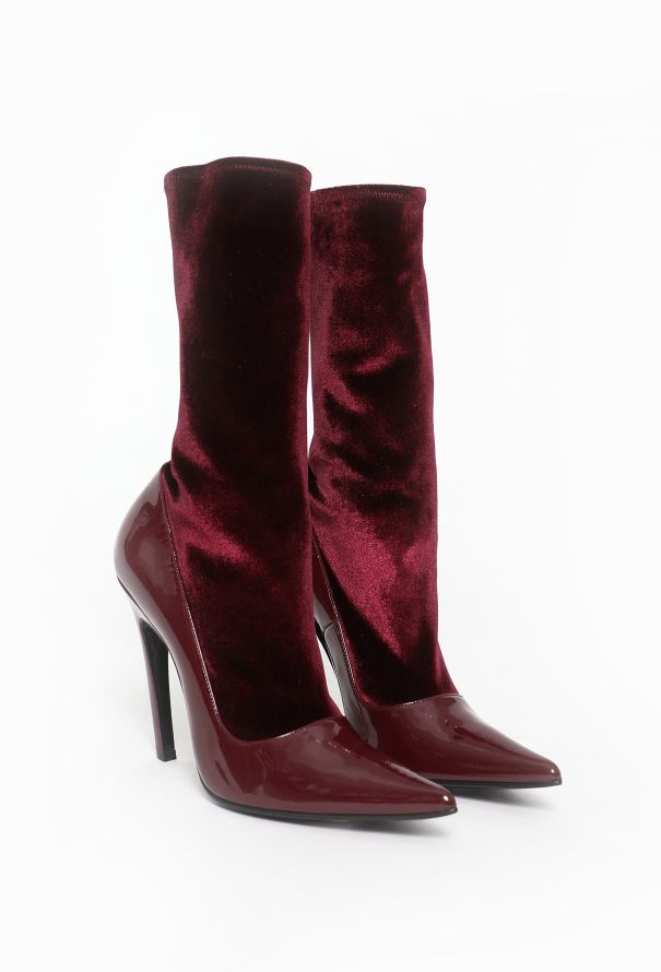Balenciaga 2023 Velvet Knife Patent Boots - 2