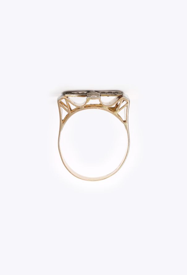 Vintage Fine Jewelry 18K Gold & Diamond Tank Ring - 7