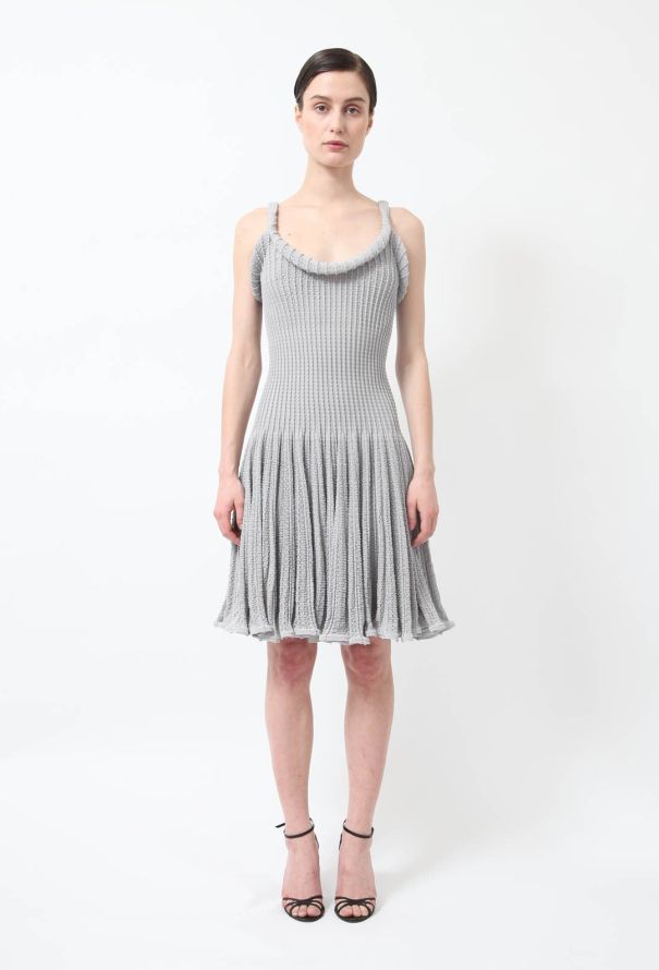 Alaïa Grey Textured Skater Dress - 1