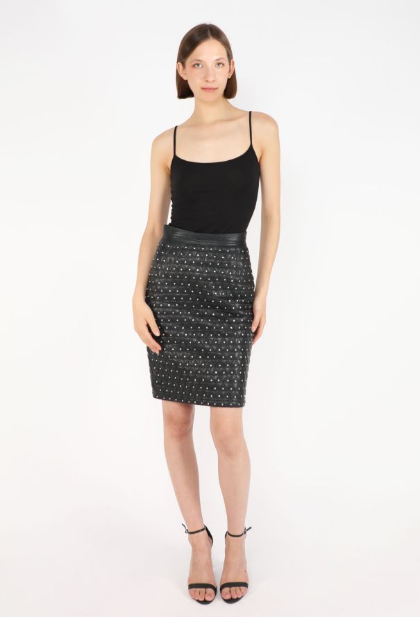 Gianni Versace Embellished Leather Skirt, F/W 1989 - 1