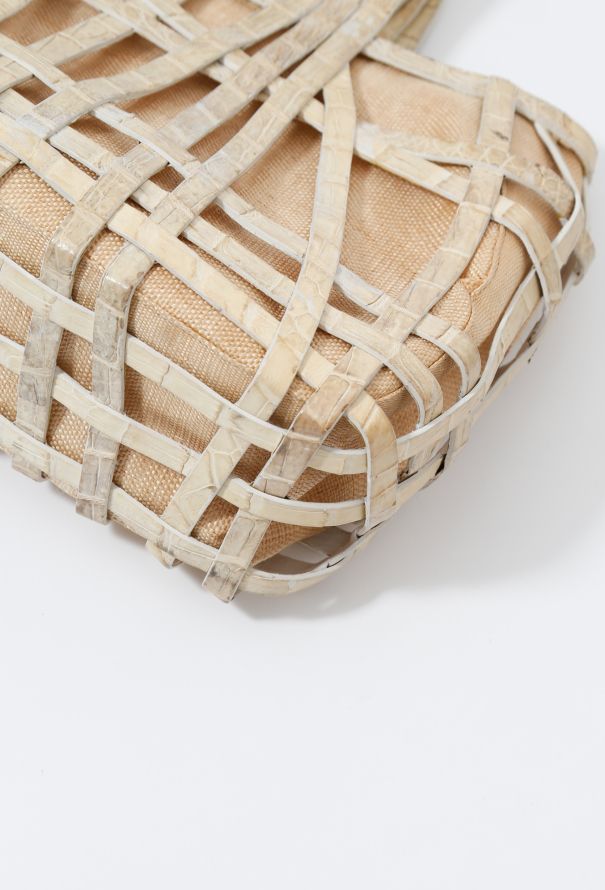 Exquisite Vintage Nancy Gonzalez Crocodile Raffia Bag - 7