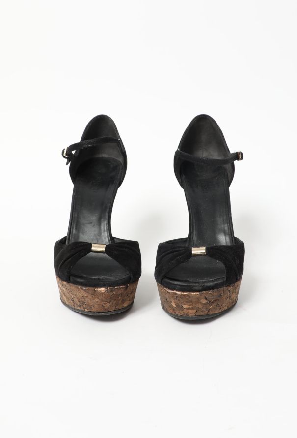 Gucci Early 2000s Suede Cork Wedges - 3