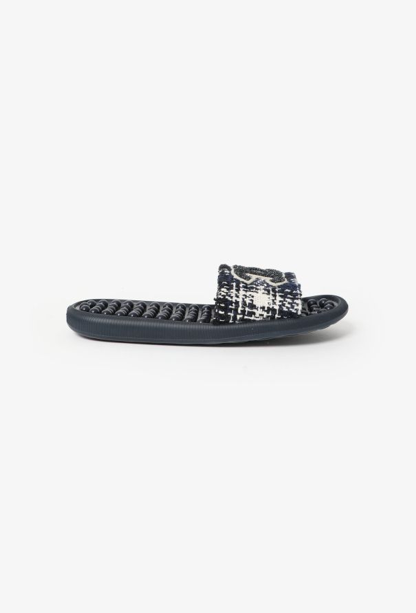 Chanel 2018 Tweed 'CC' Slides - 3