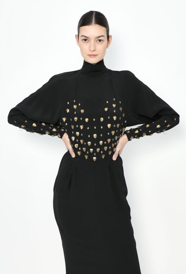 RARE Karl Lagerfeld F/W 1986 Adorned Silk Dress - 1