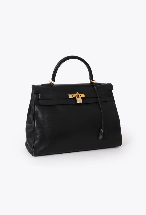 Hermès Vintage Black Swift Kelly Retourné 35 - 4