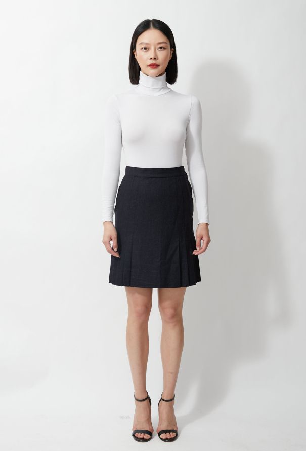 Chanel Vintage Black Pleated Skirt - 1
