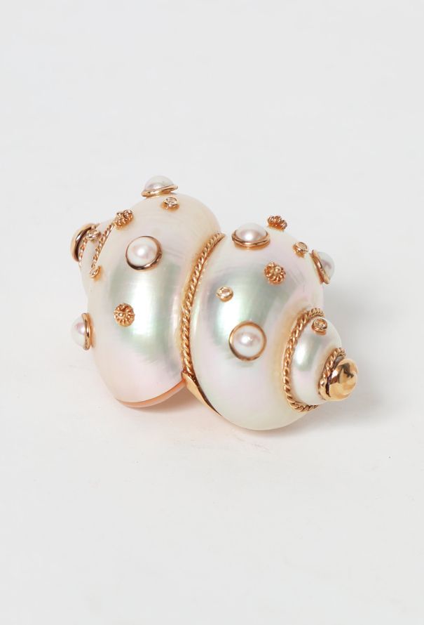 Vintage Fine Jewelry 14k Yellow Gold MAZ Shell Brooch - 2
