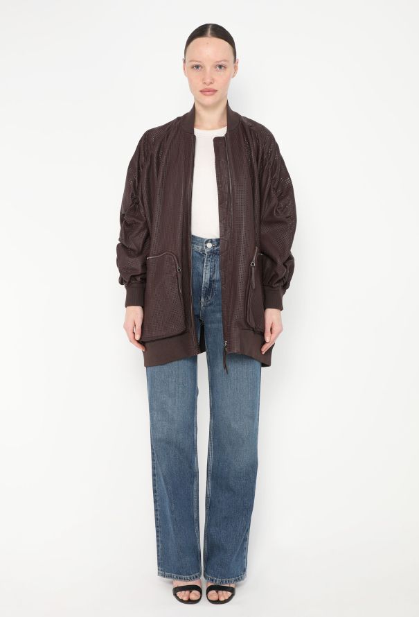 Fendi S/S 2019 Perforated Leather Bomber Jacket - 3