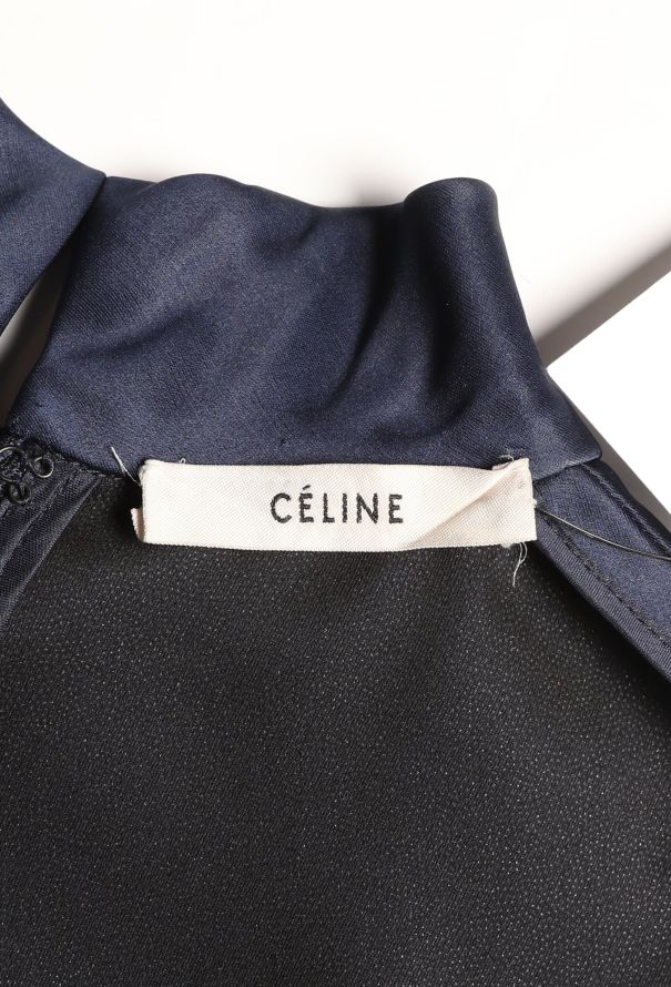 Céline Navy Silk Shift Dress with Elevated Collar – 2013 - 5