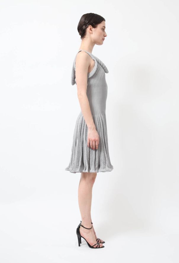 Alaïa Grey Textured Skater Dress - 3