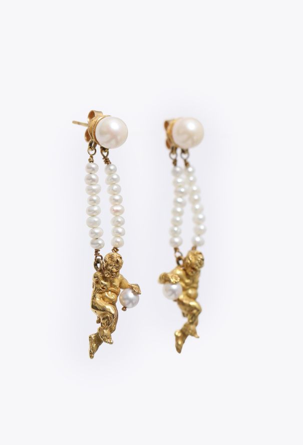 Modern Fine Jewelry Germano Gioielleria 18k Yellow Gold & Pearl Earrings - 3