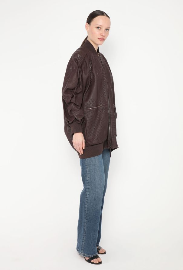 Fendi S/S 2019 Perforated Leather Bomber Jacket - 5