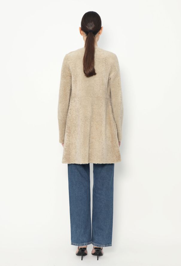 Céline Pre-Fall 2010 Cream Shearling Coat - 6