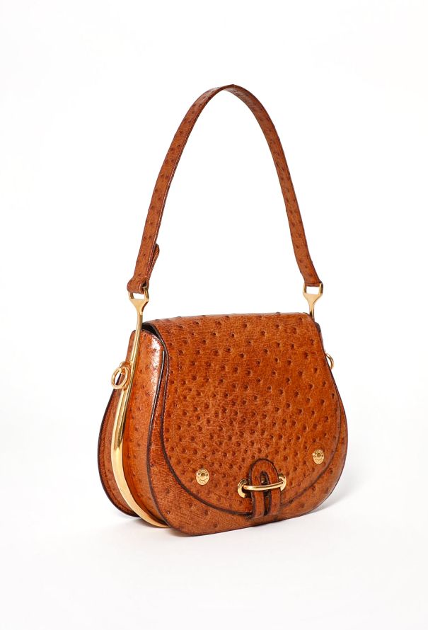 Hermès Rare 1976 Gold Ostrich Passe-Guide Bag - 2