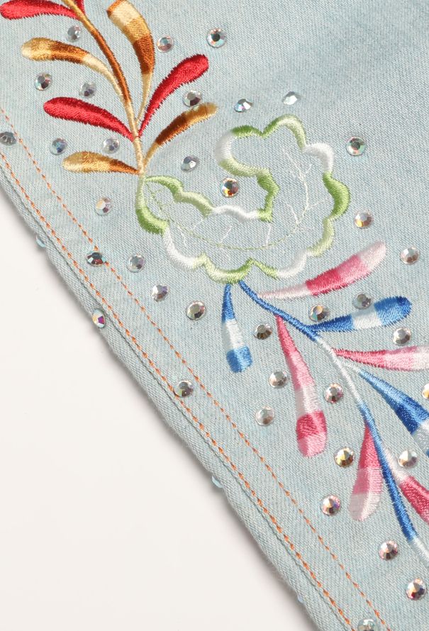Dior 2002 Butterfly Embellished Denim Skirt - 8
