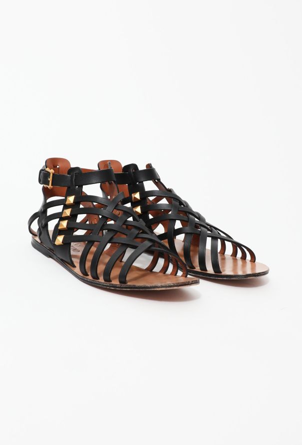 Valentino Studded Leather Gladiator Sandals - 2